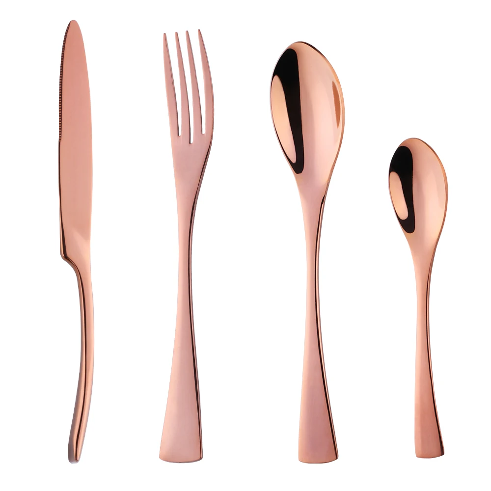 

24pcs/Set Western Rose Gold Cutlery Set 18/8 Stainless Steel Tableware Steak Knife Fork Set Royal Family Dinnerware Set for 6