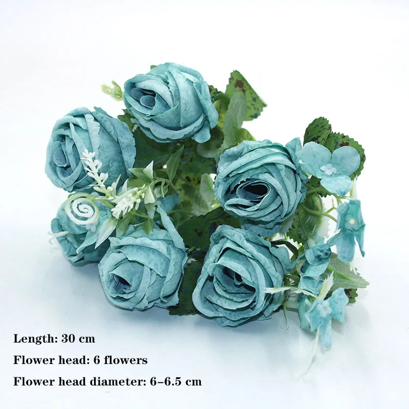 Blue variety autumn fake tea rose peony silk flower autumn gerbera daisy fake flower plastic DIY wedding home accessories