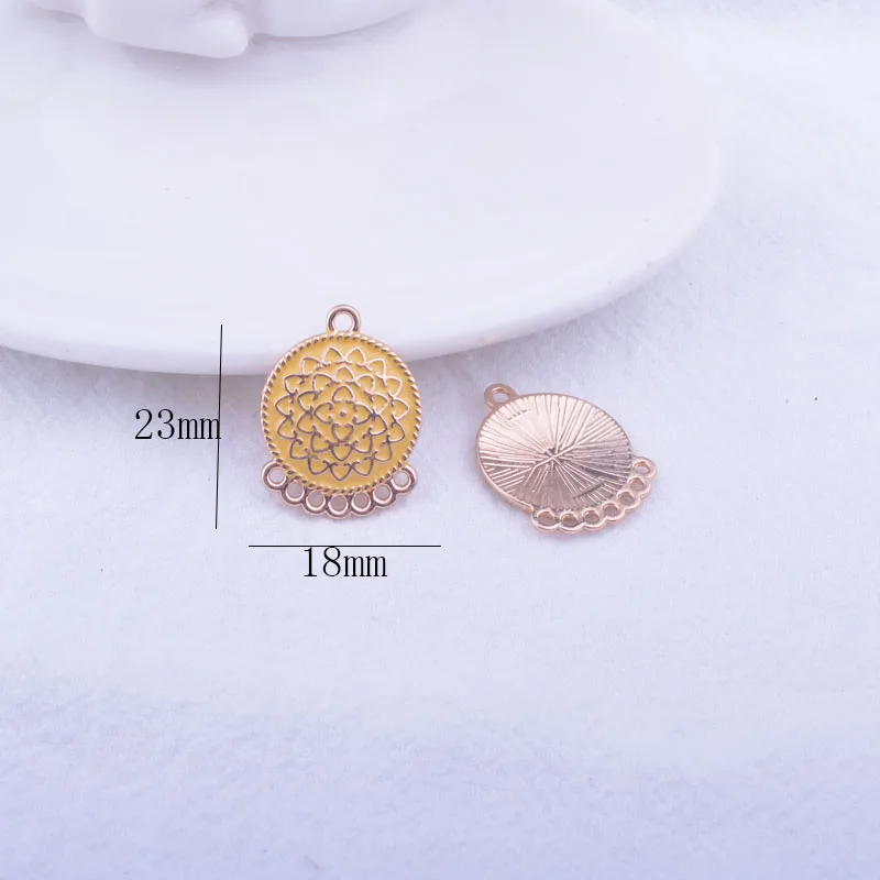 12pcs 18*23  Gold Color Enamel Earring Connector Red Round DIY Ear Charms Metal Alloy Connectors DIY Earring Making