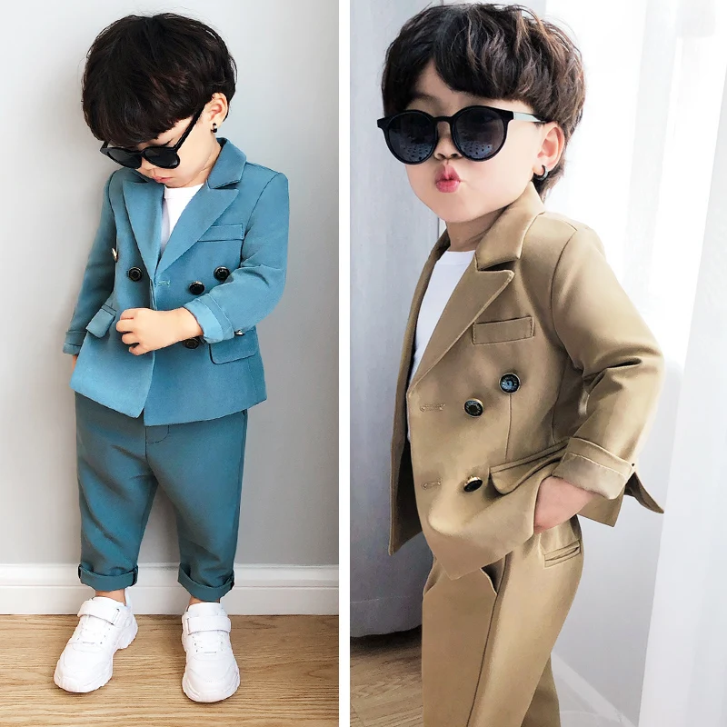 Flower Boys Formal Jacket+Pants 2Pcs Clothing Set Children Gentleman Performance Evening Tuxedo Dress Enfant Kids Wedding Suit