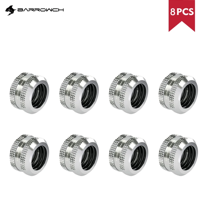 

Barrowch 8 Pcs Hard Tube Fitting For OD 12/14/16mm , Aluminum Alloy Multiple Color Ring G1/4 Brass Adapter , FBYKN V1 Series