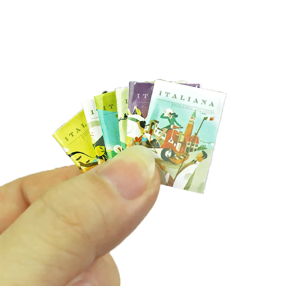 6Pcs 1/12 Doll House Miniature Magazine Book Simulation Fiction Model Toys for Mini Decoration Dollhouse Accessories