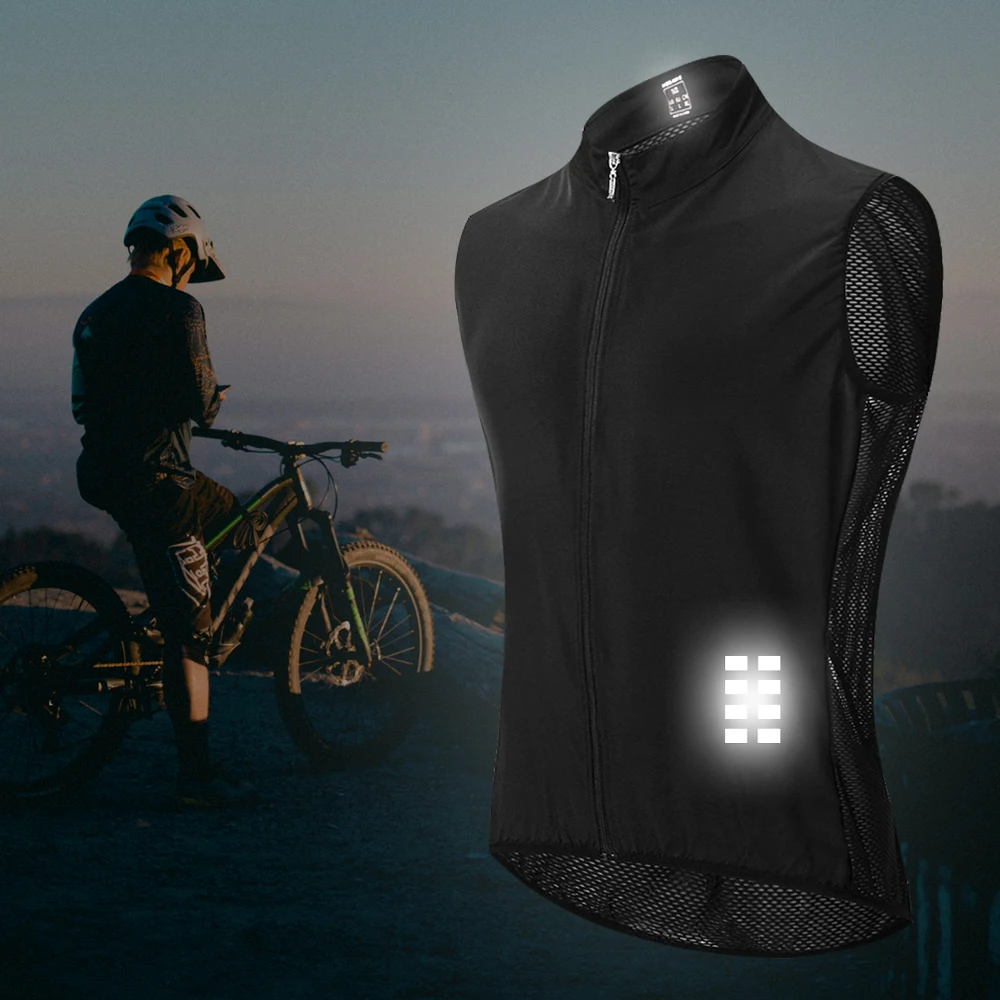 WOSAWE Reflective Cycling Vest Windproof Lightweight Ciclismo Mtb Bike Sleeveless Jersey Breathable Mesh Clothing Cycling Gilet