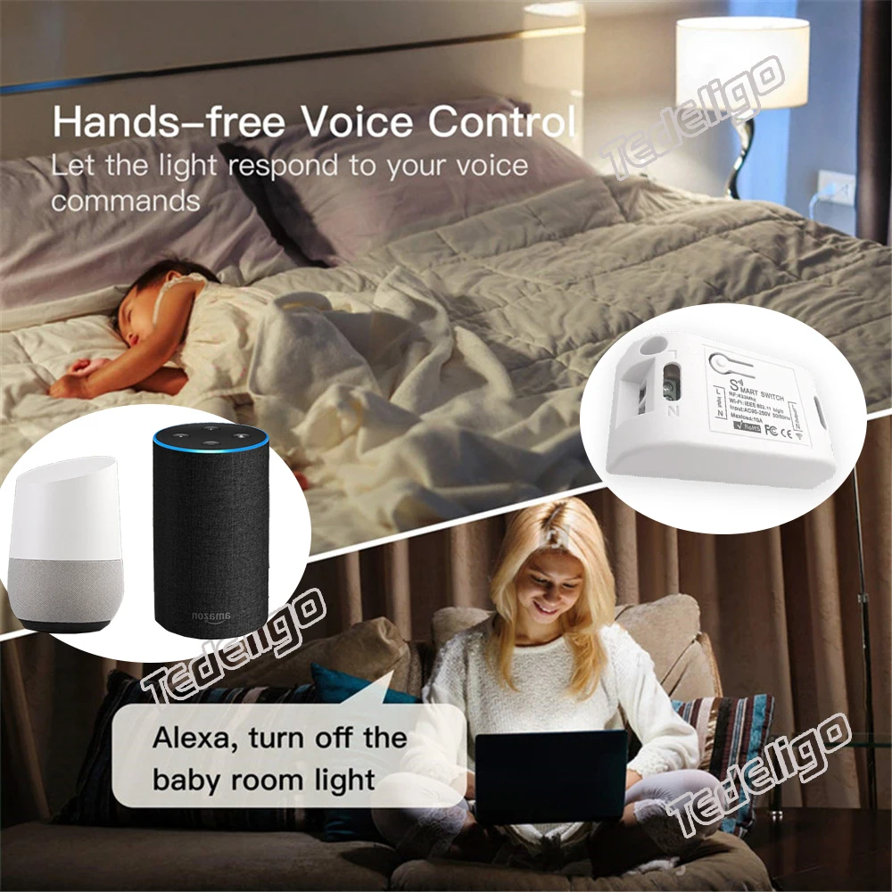 Tuya Smart APP WiFi Touch Wall Switch Light Wireless RF 433Mhz DIY Relay Timer Module Google Home Alexa AC 110V 220V 10A On Off