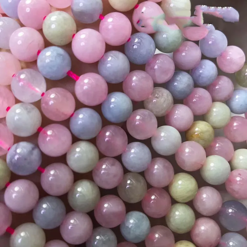 

Morganite round CANDY COLOR 6/8/10/12mm nature for making jewelry necklace 38cm FPPJ wholesale loose BEADS