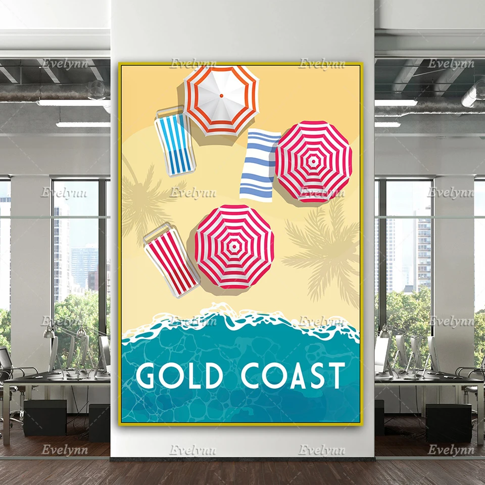 Gold Coast Poster,Gold Coast Travel Print,Australia Print,Australia Travel Poster, Home Decor Canvas Wall Art Prints Unique Gift