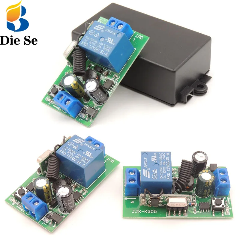 جهاز تحكم عن بعد بتيار متردد 433 فولت 10 أمبير جهاز استقبال مرحل 1CH يعمل بتردد الراديو 220 ميجا هرتز لمرآب/باب/ضوء/LED/مروحة/محرك/ناقل إشارة