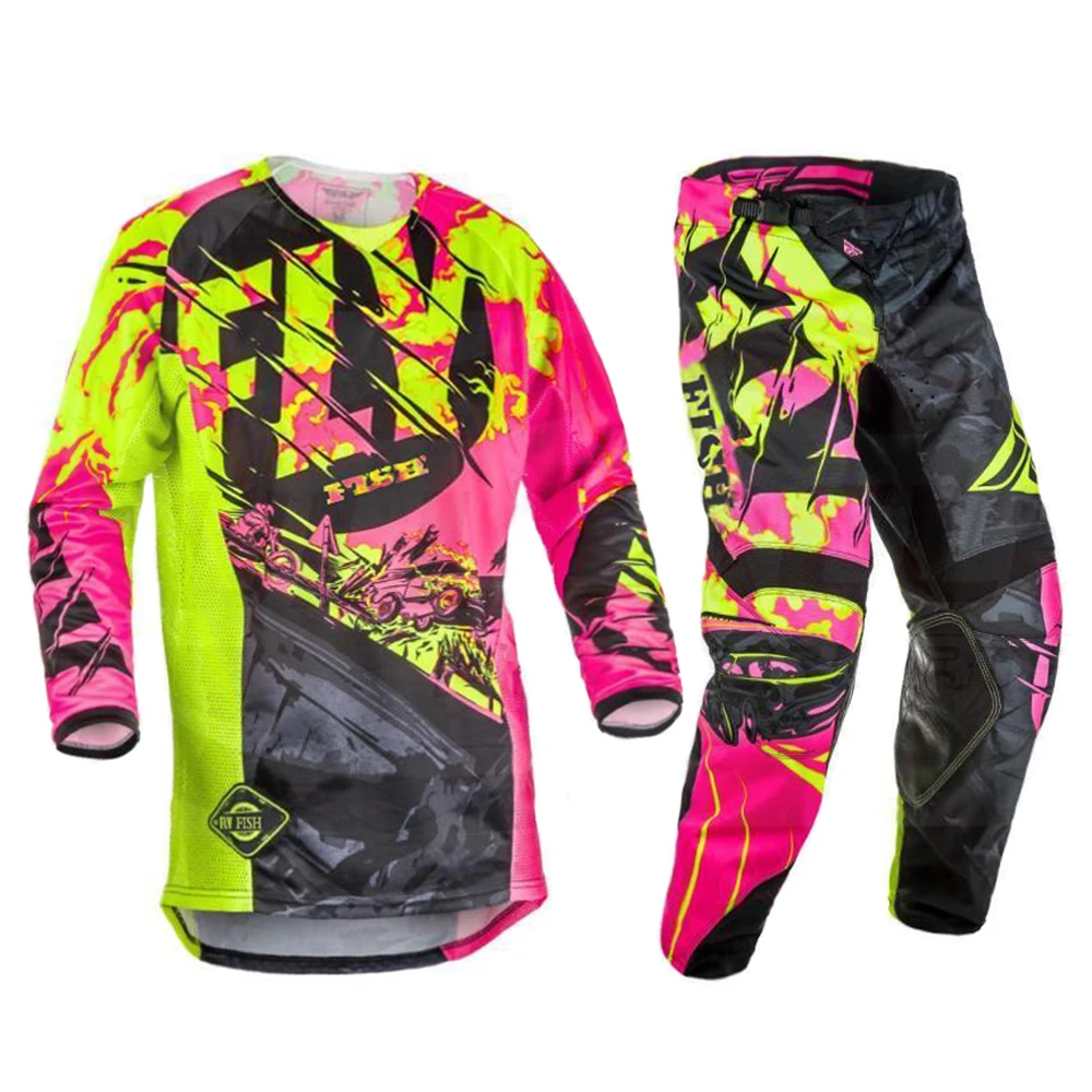 Motocross Jersey Pants Racing Suit Equipment Black Red Yellow Combo Moto Enduro Biker Off-Road DH MX Riding Gear Set Clothes Men