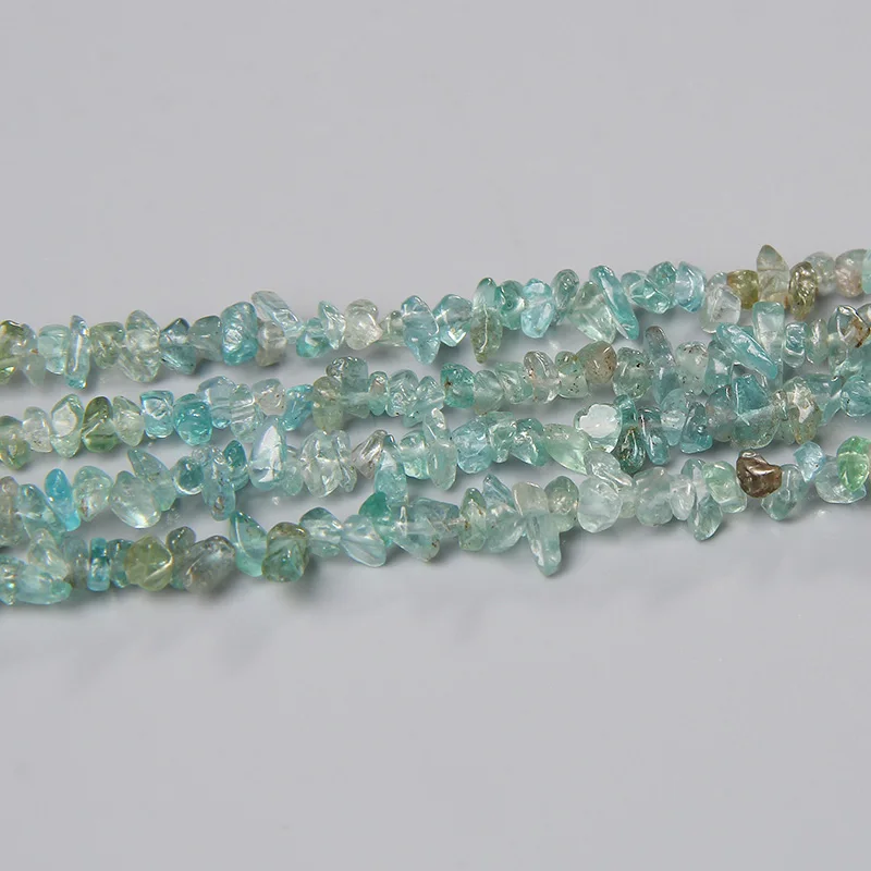 Quality Natural Genuine Raw Mineral Blue Transparent Apatite Fluorapatite Chip Nugget Beads Free Form Loose Rough Beads 3-5MM