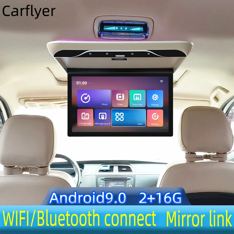 Display digital screen Android 10 4+64 19-inch car roof-mounted display HD flip screen supports WIFI/Bluetooth/FM/USB/SD/HDMI cd