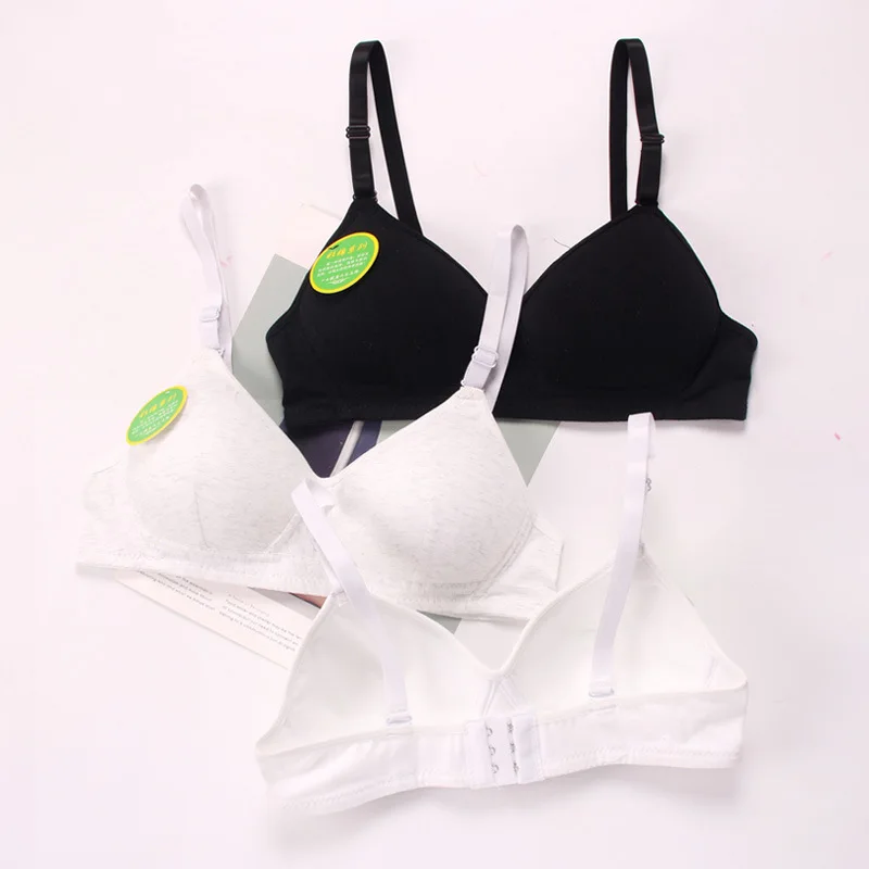 Teenage Girls Underwear 100% Cotton Bras for Kids Small Breast Wireless Sports Training Push Up Bra Solid Lace Girls Underwear