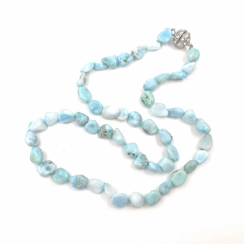 

LiiJi Choker Necklace Blue Larimar Necklace Magnet Clasp Approx 5-7mm Beads Necklace Dominica Stone 18inches/45cm-20''