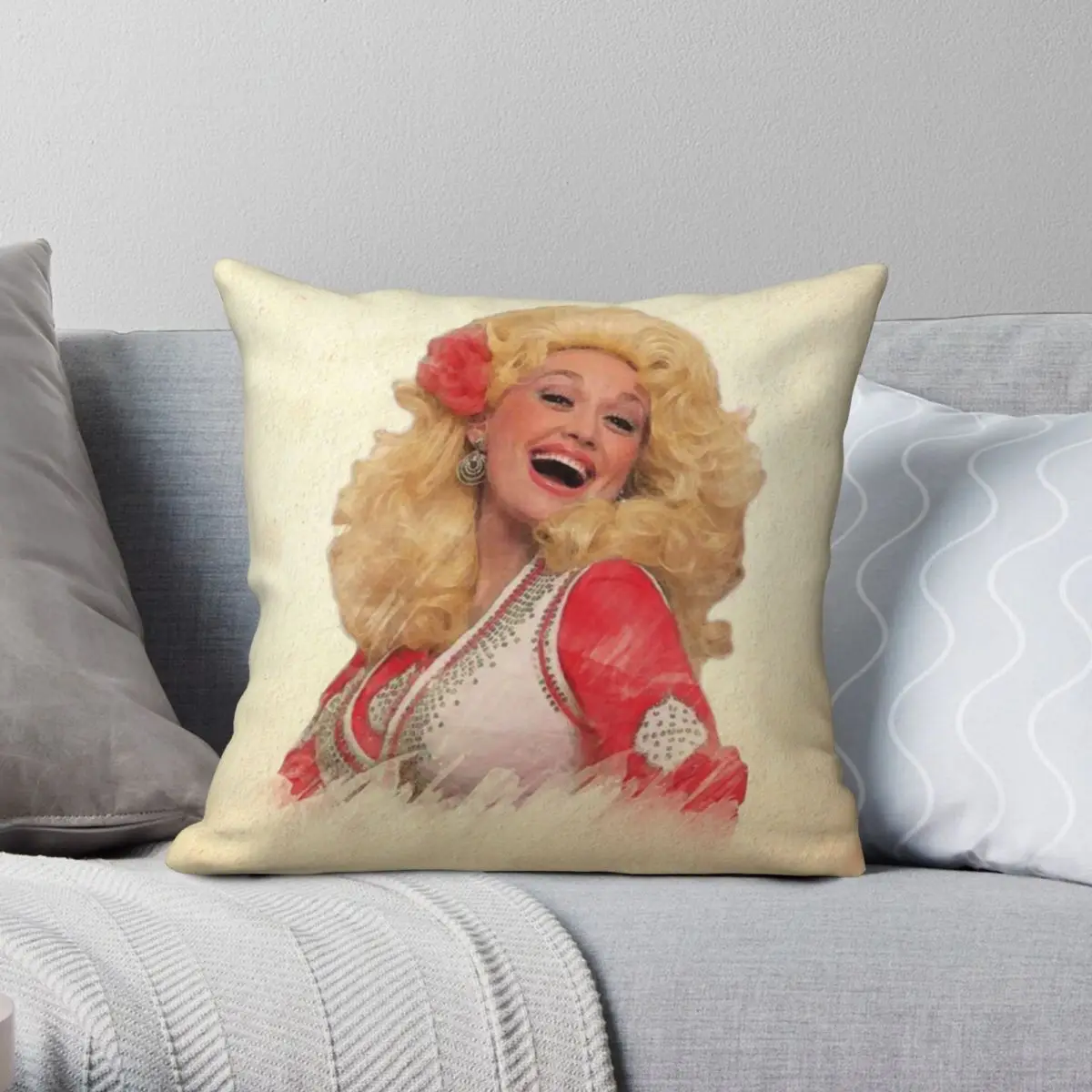 

Dolly Parton Watercolor Square Pillowcase Polyester Linen Velvet Zip Decor Throw Pillow Case Home Cushion Cover