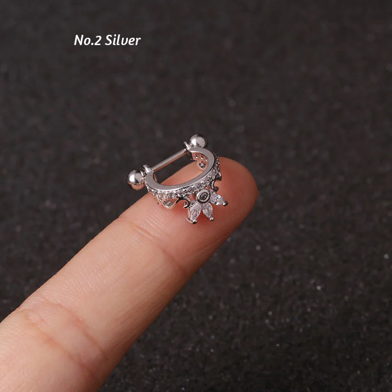 1Pc New Crown Cz Hoop Cartilage Huggie Earring Piercing  Helix Tragus Rook Daith Snug Conch Ear Piercing Jewelry 0.8x8mm