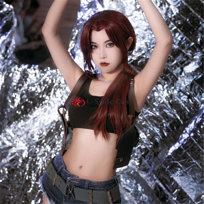 High Quality BLACK LAGOON Rebecca Revy Cosplay Wig 65cm Long Wine Dark Red Ponytail Long Styled Hair Wigs + Wig Cap