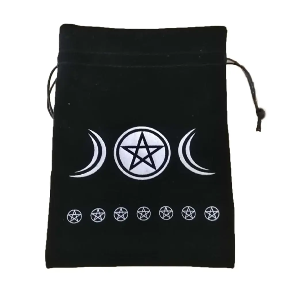 13x18cm Tarot Oracle Card Special Bag Witch Fortune-telling Supplies Star Moon Pattern Storage Bag Thick Velvet Board Game