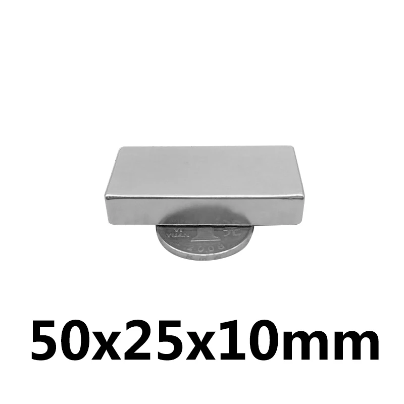 

1/2/3PCS N35 Block Powerful Magnets Strip Neodymium Magnet 50x25x10mm Strong Permanent NdFeB Magnetic 50*25*10 mm