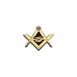 Masonic Lapel Pins with Butterfly Clutch, Gold Compass and Squre Handshake Brooch, Gifts Badges, 15mm