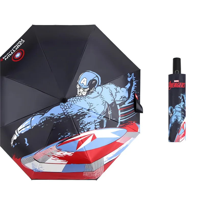 

Disney Boy Captain America Automatic Kids Umbrella Three-fold Umbrella Student Sunscreen UV Sun Skid Kids Outdoor Umbrella