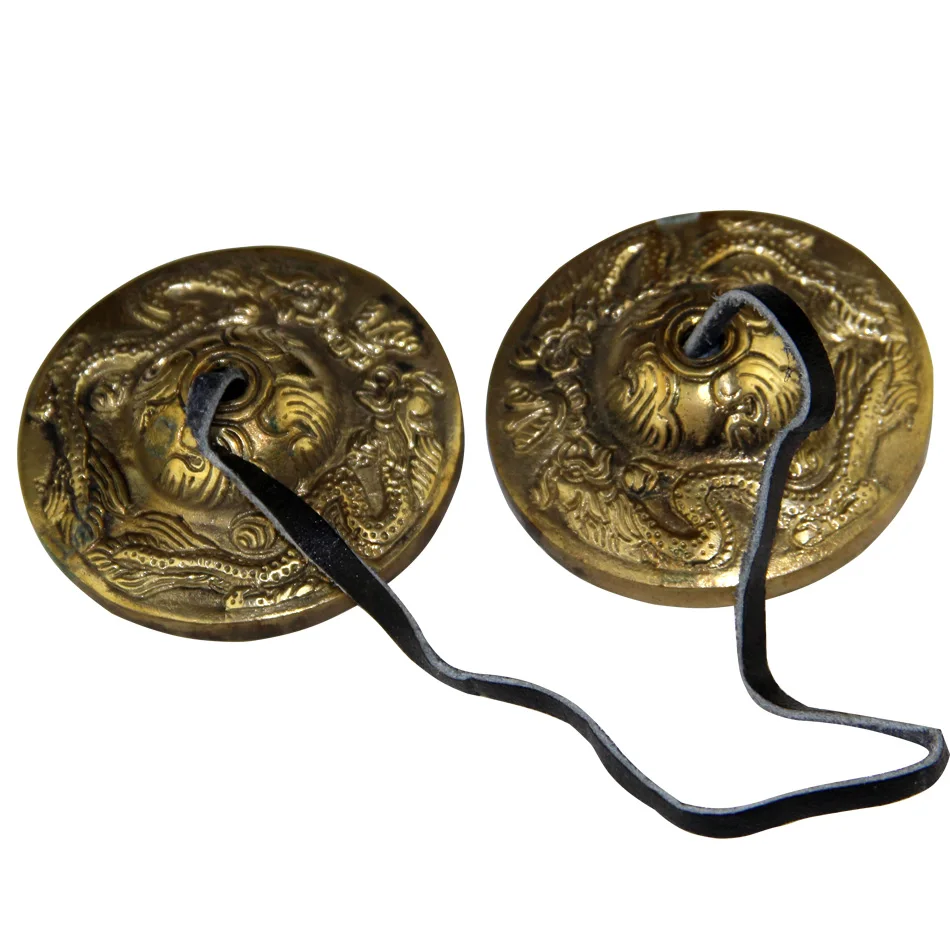 New Wholesale Dropping 2.6in/6.5cm Handcrafted Tibetan Meditation Tingsha Cymbal Bell with Buddhist Symbols Lucky Symbols