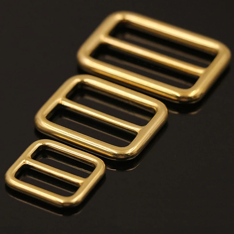 1 x Solid Brass Rectangular Adjuster Buckle Cast Tri Glide Slide Backpack Strip webbing leather craft Bag Shoulder Strap Belt