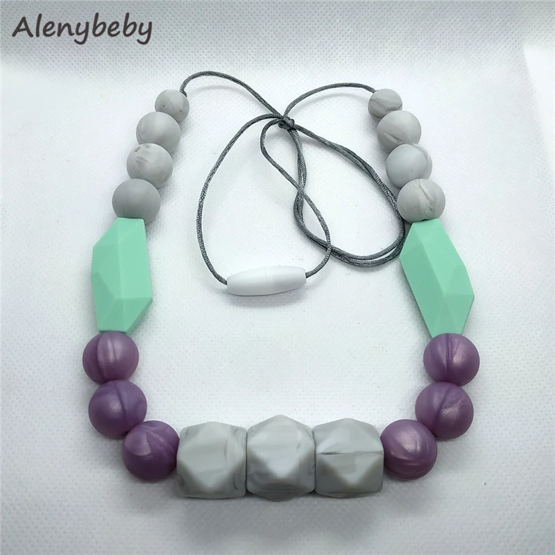 BPA Free Silicone Beads Teether Baby Teething Necklace Mom Infant Babes Nursing Breastfeeding Necklace Toy Chewable Jewelry