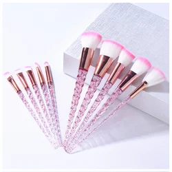10Pcs Crystal Makeup Brushes Set Foundation Powder Blush Highlighter Eyeshadow Eyebrow Brush Cosmetics Blending Make Up Tools