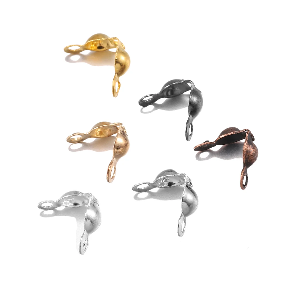100-200 stücke Stecker Verschluss Fitting 4*7mm Kugel Kette Kalotte Ende Crimps Perlen Stecker Komponenten für DIY Schmuck Machen Supplie – Detail 2