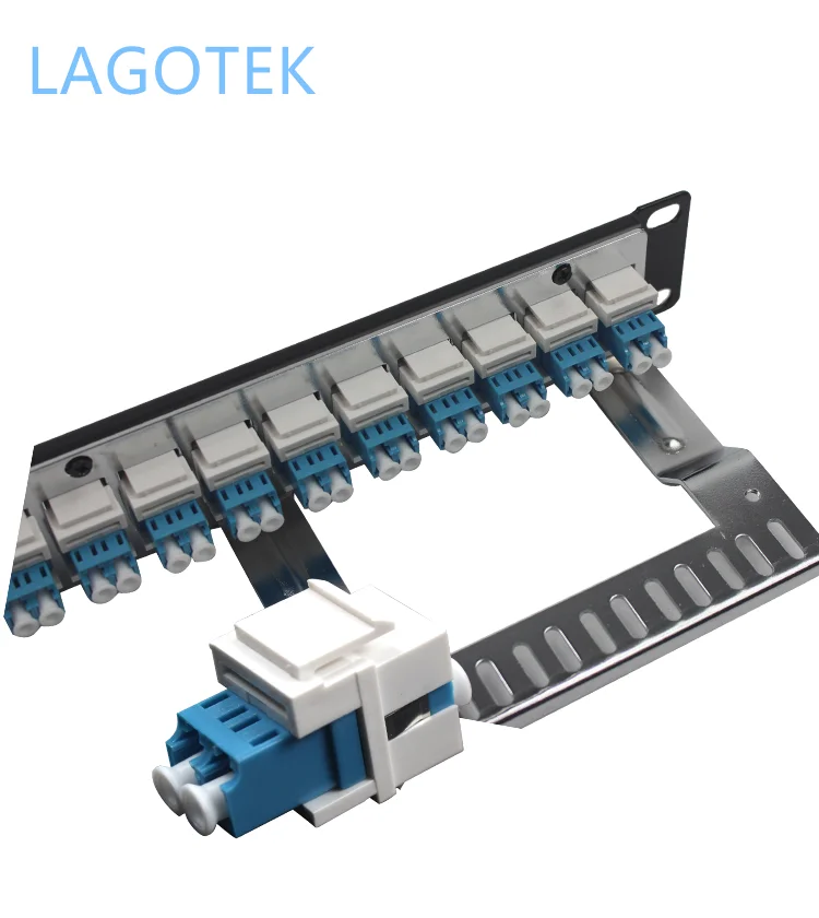 Panneau de brassage à fibre droite, 1U, 19 en effet, 24 ports, Sc 24x LC Duplex, adaptateur Sc Lc, cadre de distribution, prise trapézoïdale à fibre