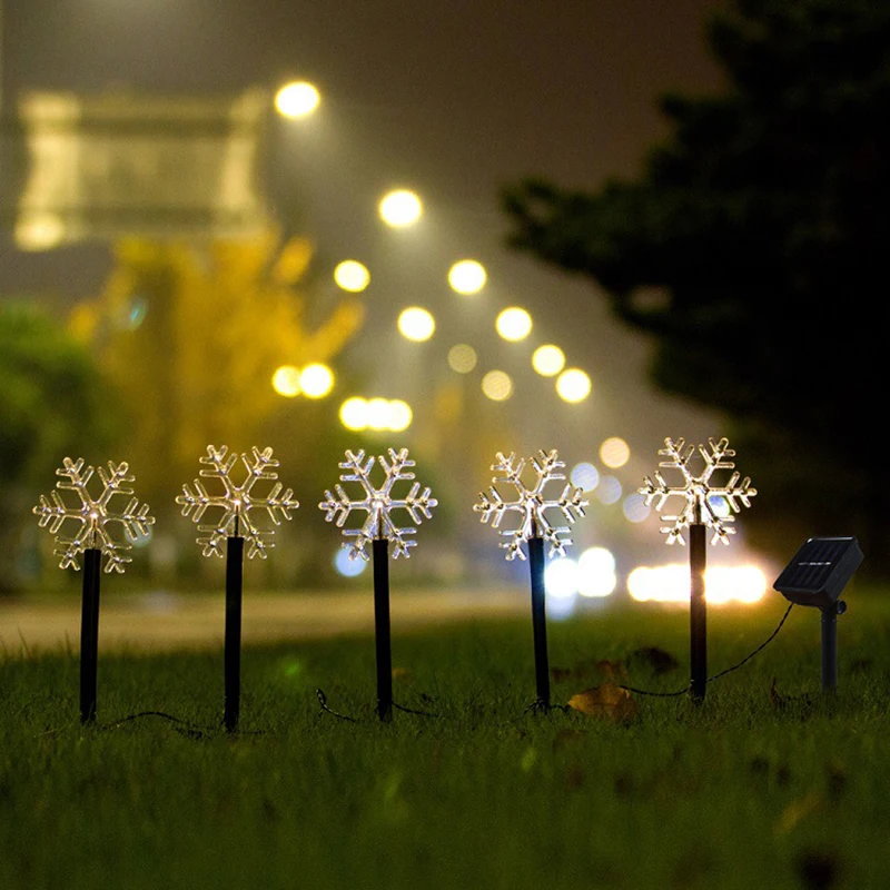 Led Christmas Yard Decoration Ground Plug Lights Lawn Lights Christmas Lights String Snowflake Lights