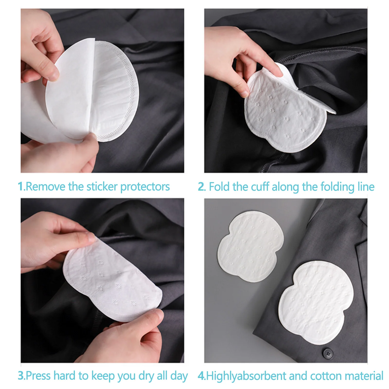 100PCS Underarm Sweat Pads Disposable Non Visible Armpit Sweat Block Pads Dress Guards Shields for Summer Outdoor Travel 6x5.5in