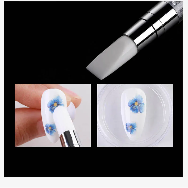 Dual-ended Silikon nail art pinsel Skulptur Stift 2 Weg 3D Carving Pulver Maniküre Punktierung Pinsel Werkzeug pinceles para acrilico unas