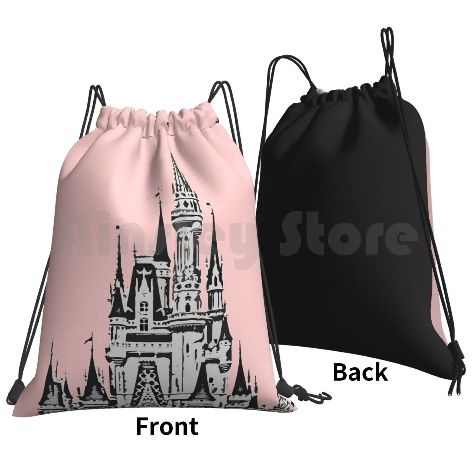 Magic Castle Ii Millennial Pink Backpack Drawstring Bags Gym Bag Waterproof Millennial Pink Millennial Pink Castle Magic