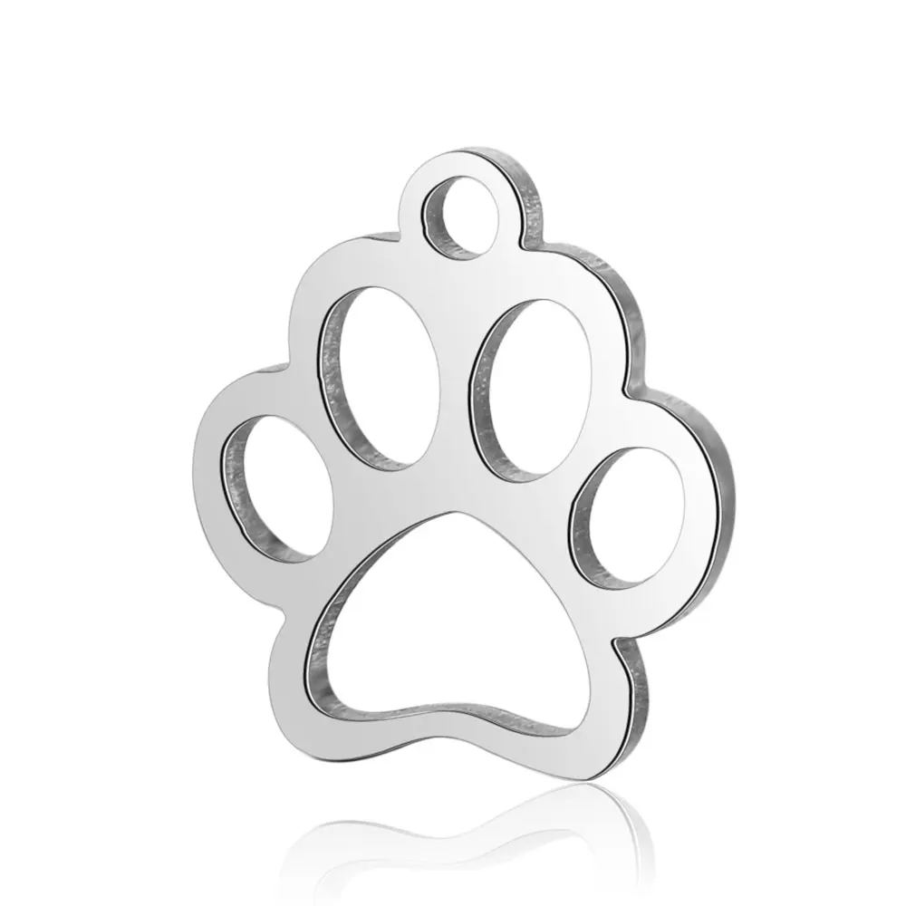 10pcs/lot diy dachshund dog cat paw stainless steel charm pendant wholesale elephant bone jewelry bracelet connector charms