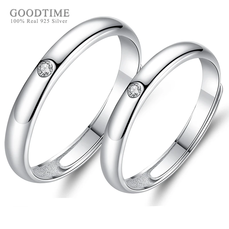

Fashion Rings 100% Real 925 Sterling Silver Rings Wedding Couple Zircon Drill Ring Jewelry Lover Anniversary Rings For Women Man