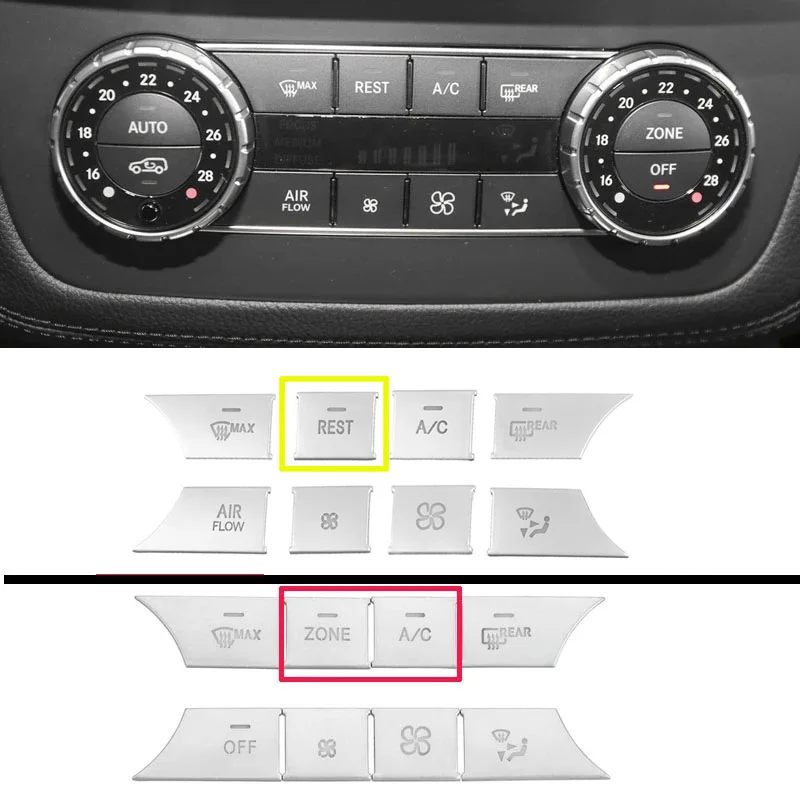 Car AC Dash Buttons Cover Media Volume Buttons Cover Stickers for Mercedes Benz GLE SL M ML GL CLS AMG C GLK