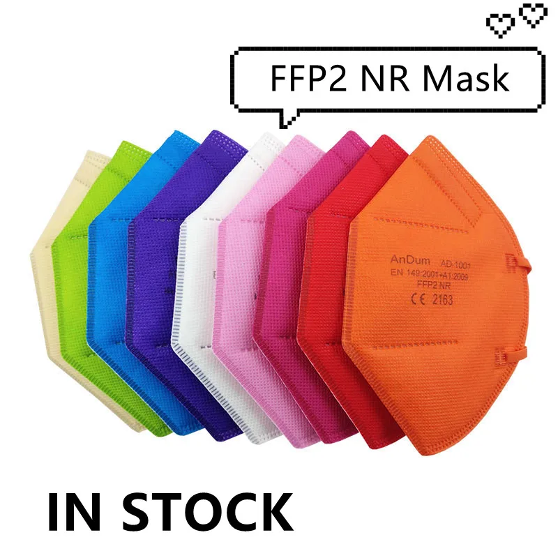 

20pcs 5-Layer FFP2 Face Mask Colorful Fashionable Breathing Multifunction Respirator CE Anti-PM2.5 17 Colors Mascarilla IN STOCK