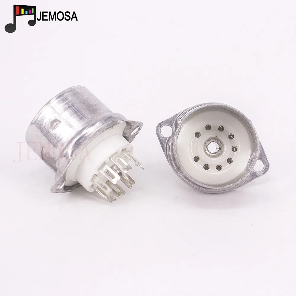 10PCS 9Pin Tube Socket Ceramic With Aluminum Shield GZC9-F-B-55 For 12AX7 12AU7 ECC83 ECC82 EL84 6922 Vacuum Tube Amplifier DIY