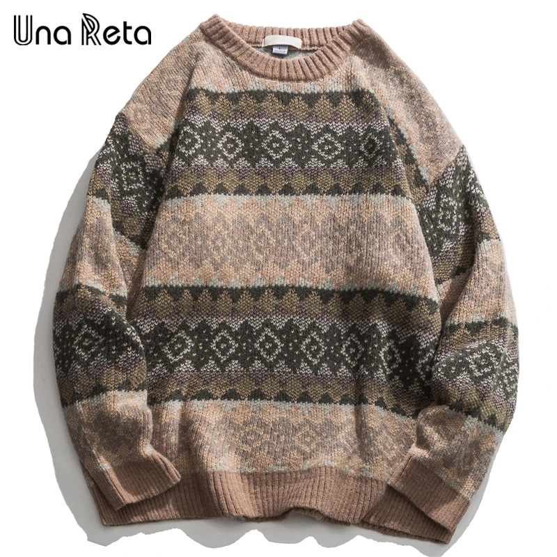 Una Reta Geometry Men\'s Sweater New Autumn Winter Hip Hop Sweater Men Streetwear Print Pullover Tops Harajuku Couple Sweater