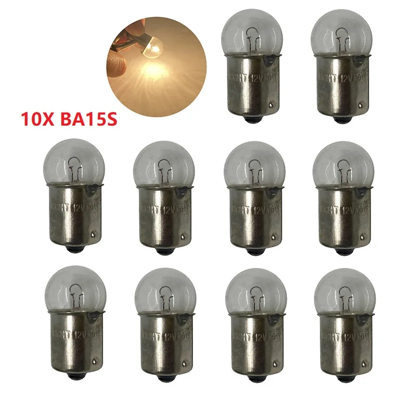 

10Pcs G18 12V 10W BA15S 1156 R10W Clear Glass Lamp Turn Tail Bulb Auto Truck Indicator Halogen Lamp