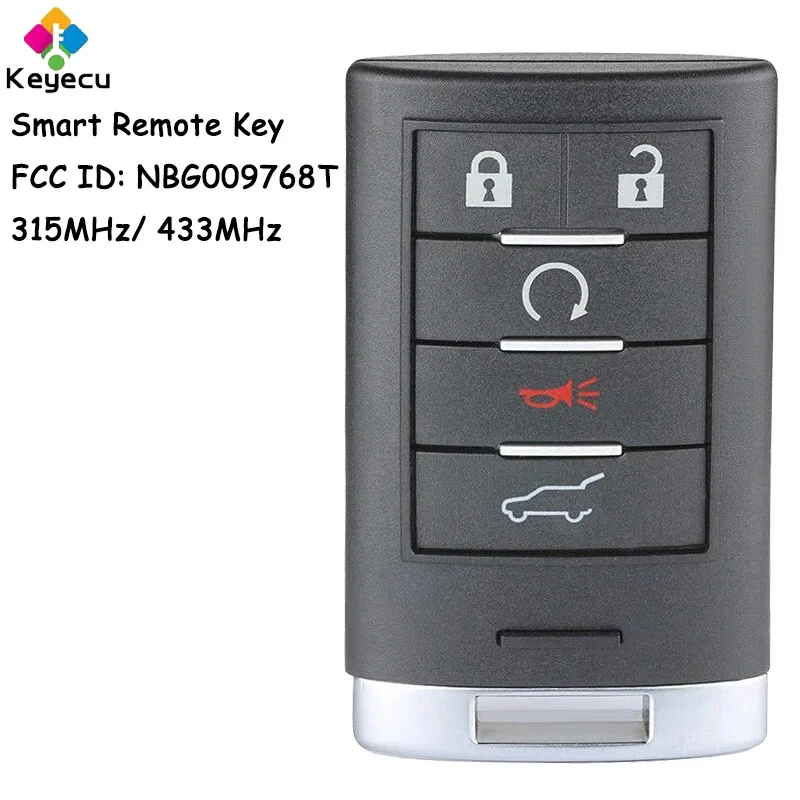 

KEYECU Smart Remote Car Key With 5 Buttons 315MHz 433MHz for Cadillac SRX XTS ATS 2010 2011 2012 2013 2014 2015 Fob NBG009768T