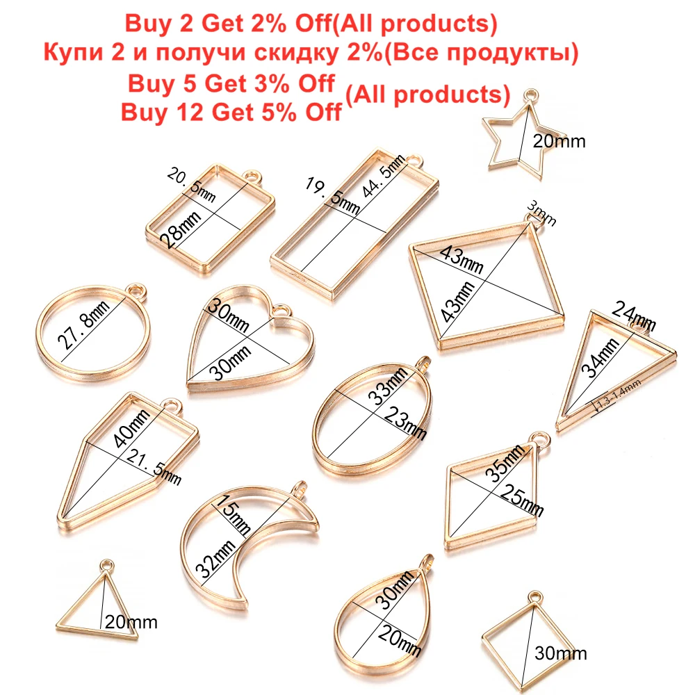 14 sztuk/partia mieszany styl geometryczna pusta metalowa rama wisiorek dla DIY naszyjnik z żywicy epoksydowej wisiorek akcesoria do wyrobu biżuterii — zdjęcie 3