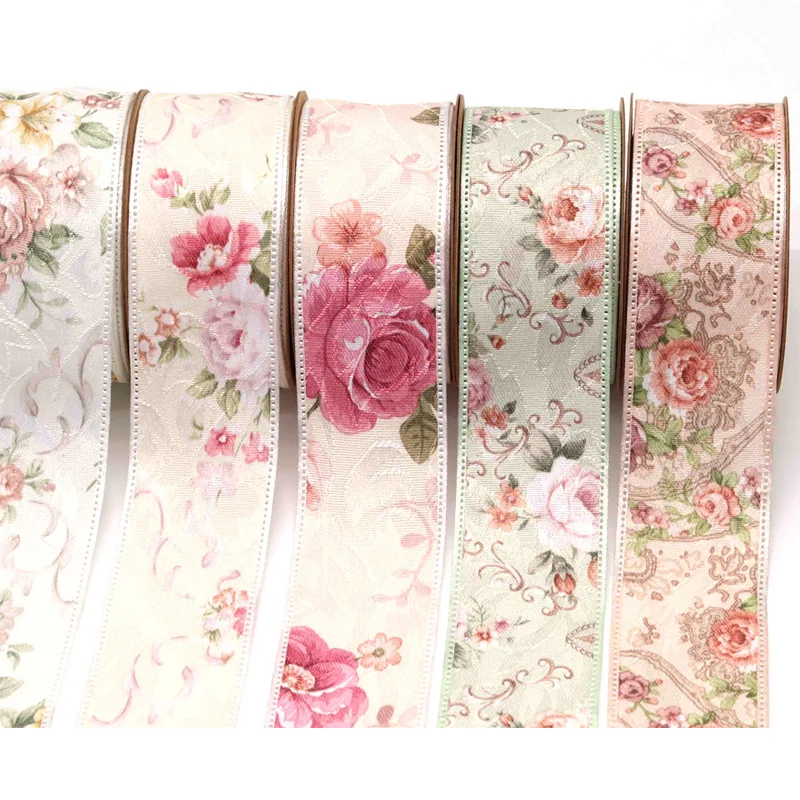 10 Yards Rose Flowers Color Creative Silk Ribbon Cake Flowers Gift Box Gift Strap  DIY Decoration