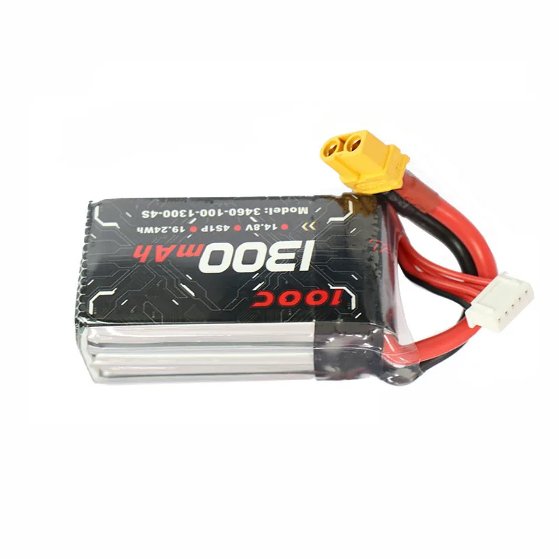 FPV 레이싱 드론 RC 쿼드콥터용 Lipo 배터리, 1300mah, 2S, 3S, 4S, 5S, 6S, 7.4V, 11.1V, 14.8V, 18.5V, 22.2V, 100C, XT60 플러그 커넥터