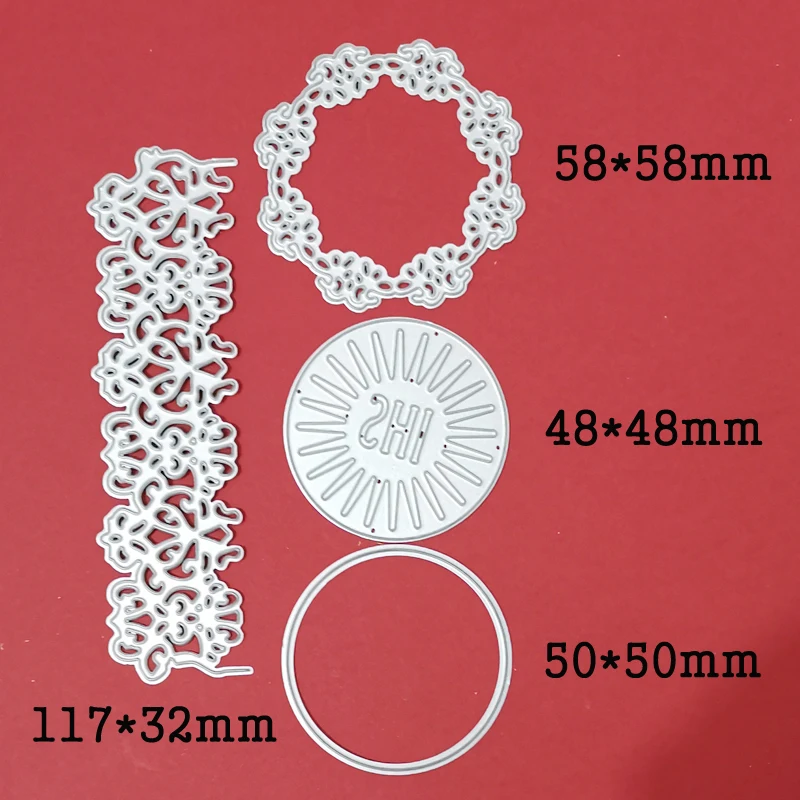 Metal Cutting Dies Lace Stripe Circle IHS Frame Craft Die Stencils for Scrapbooking Decorative DIY Photo Album Card Mould Die