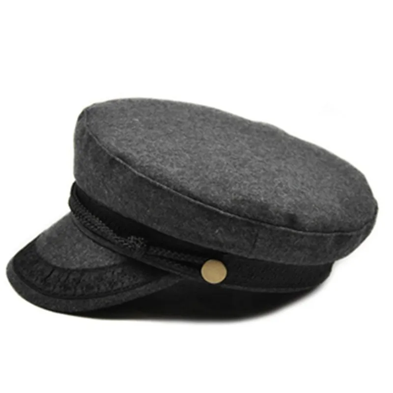 COKK Military Hat Black Hats For Women Ladies Military Flat Top Hat Cap Female Gorras Woman British Style Navy Gray