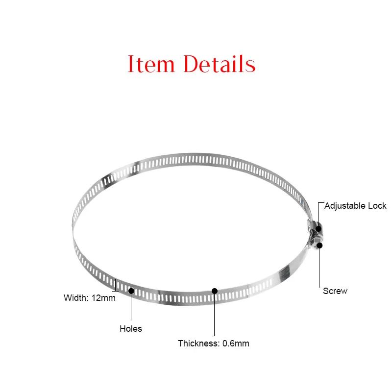 Länge Verstellbare Edelstahl Schlauch Klemme Hoop Durchmesser 100/200/300/400mm Rohr Pol Halterung wurm Getriebe Für CCTV Kamera