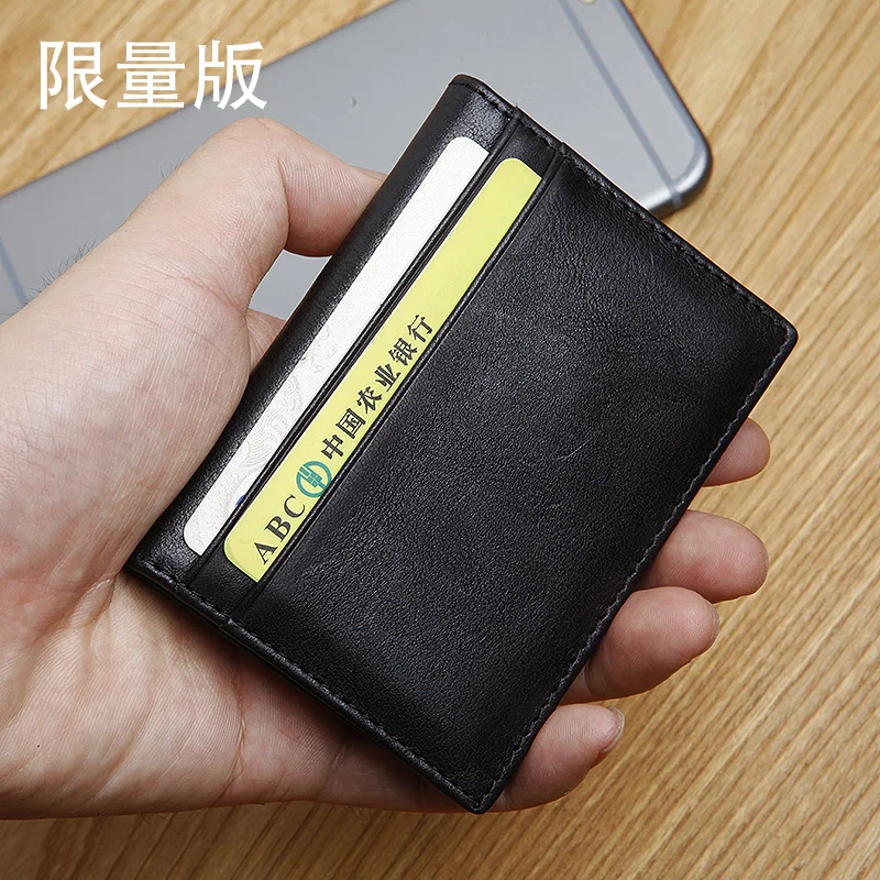 LANSPACE men's leather card holder fashion card id holders brand wallet case