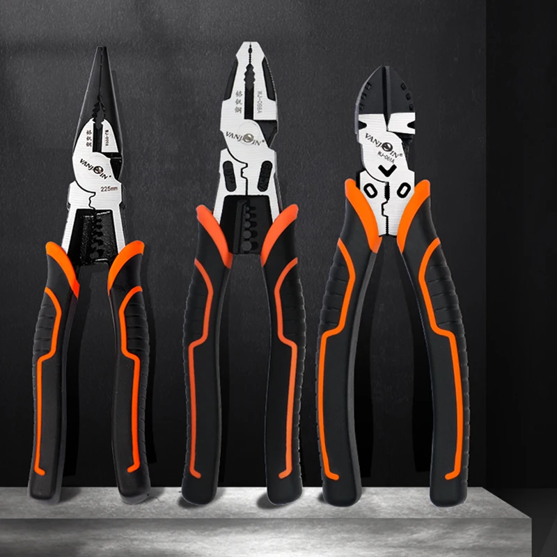 Vanjoin Multifunction Pliers Peel Electric Cables Diagonal Pliers Wire Stripper Crimping Terminal Side Cutters Hand Tool Sets