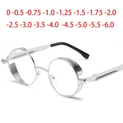 Round Metal Myopia Glasses Gothic Steampunk Vintage Shield Eyewear Shades Prescription 0 -0.5 -0.75 -1.0 -2.0 -3.0 To -6.0